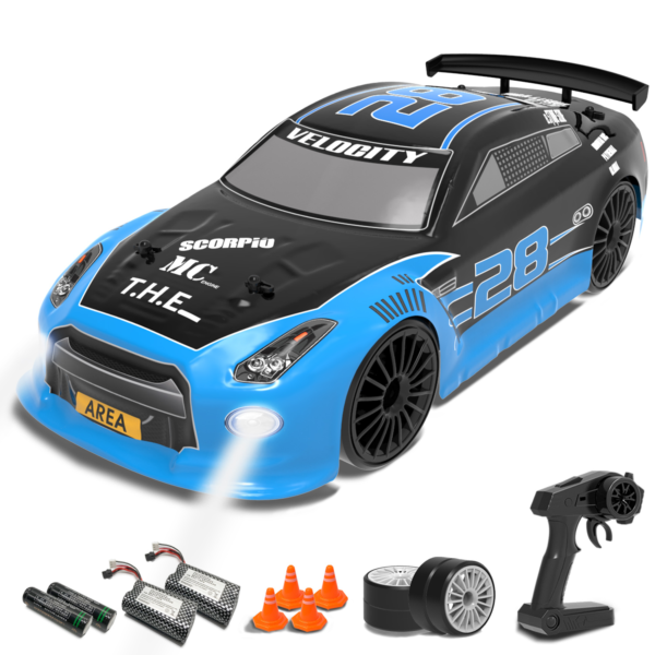 1:14 RC Car 4WD High-Speed Off-Road Racing Car with LED Lights, 2.4GHz Remote Control, Dual Battery