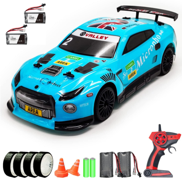 1:14 RC Car 4WD High-Speed Off-Road Racing Car with LED Lights, 2.4GHz Remote Control, Dual Battery